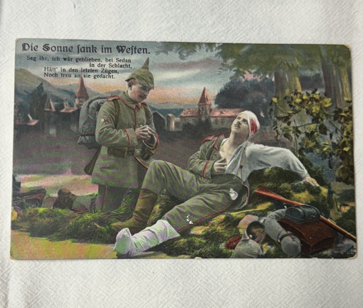Imperial German WWI Postcard Die Sonne sank im Westen