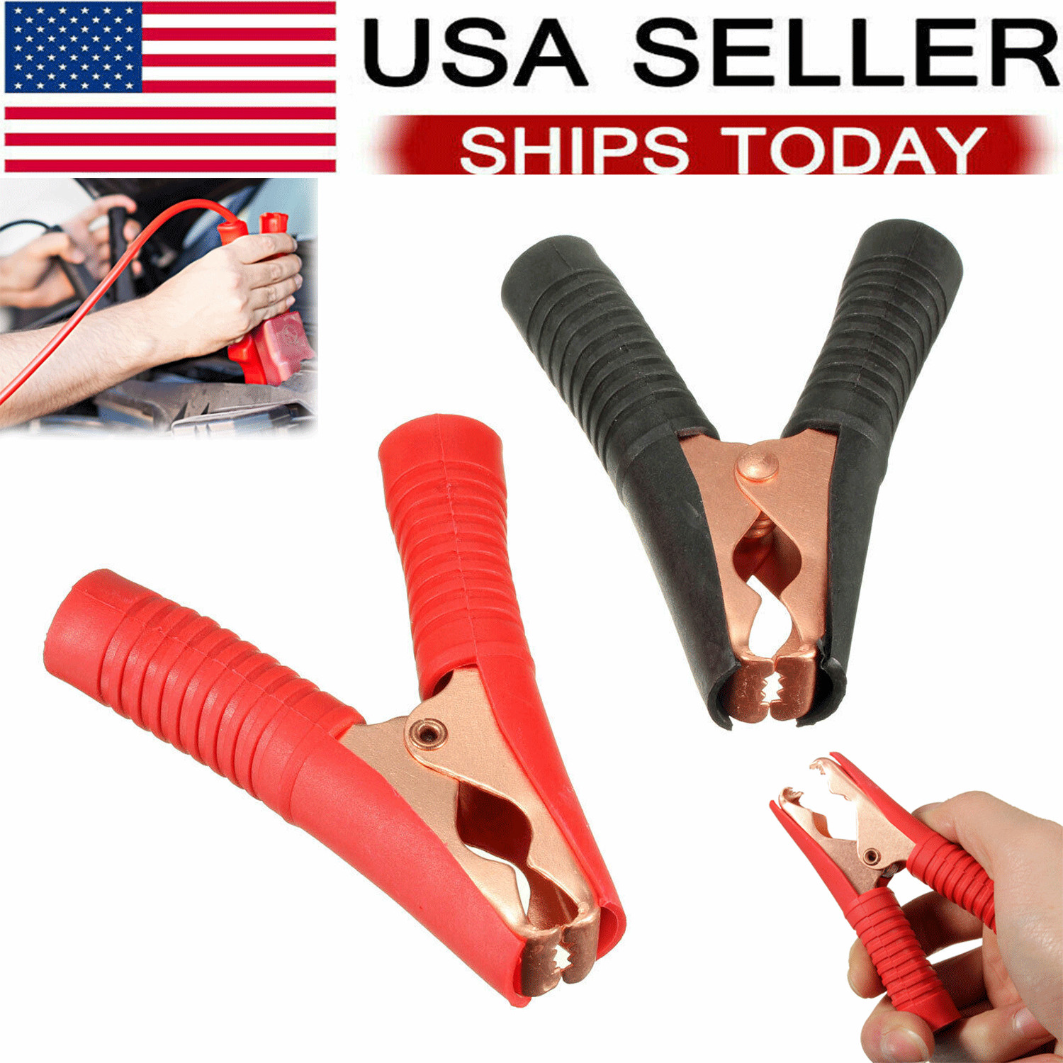 2PCS Car Alligator Clips Crocodile Clip Battery Test Clamps 100A Red Black