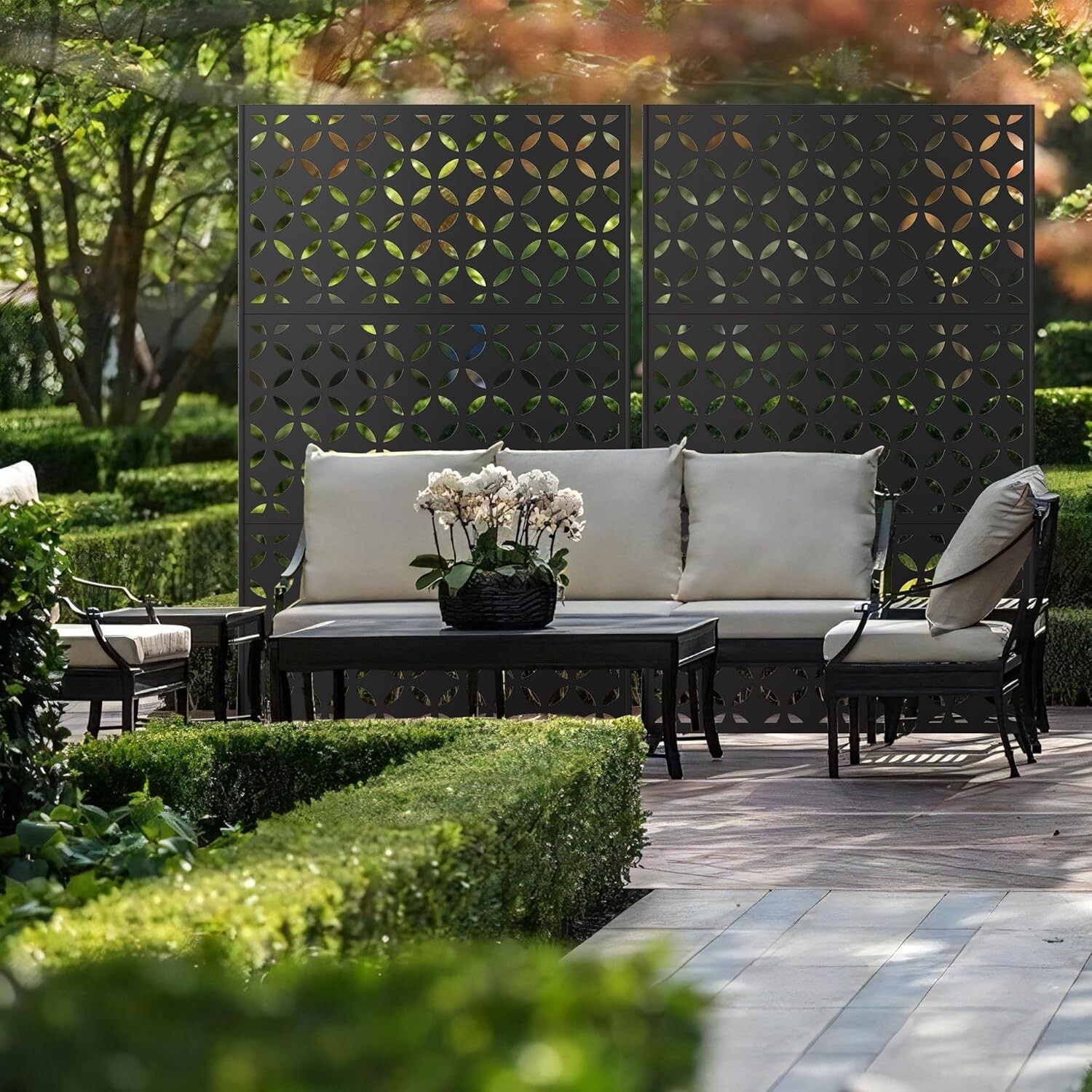 Elegro Metal Privacy Screen Four-leaf clover Decorative For Outside Deck Balcony