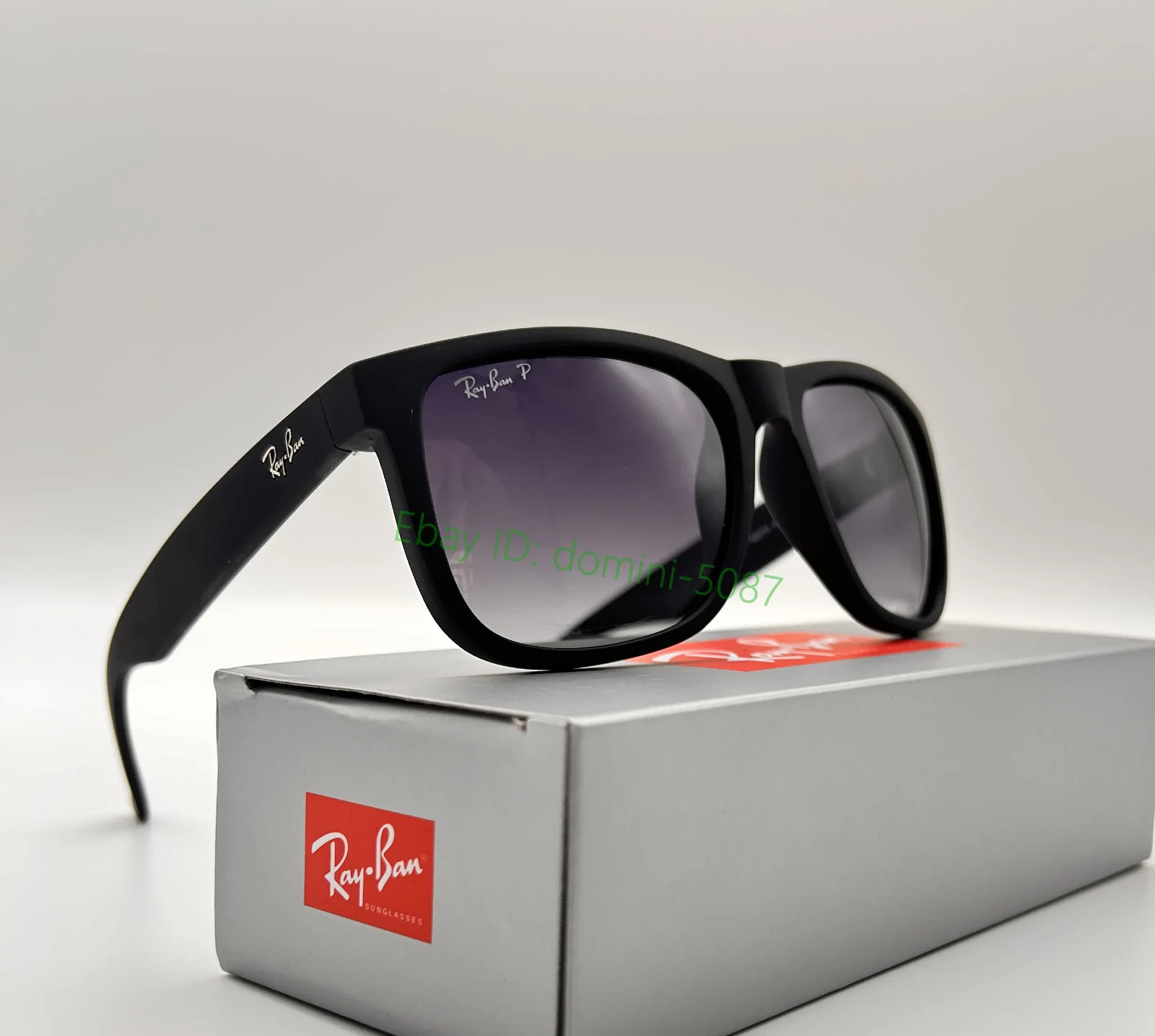 Ray-Ban RB4165 Justin Polarized Sunglasses 54mm Matte Black UV Light Grey Lens