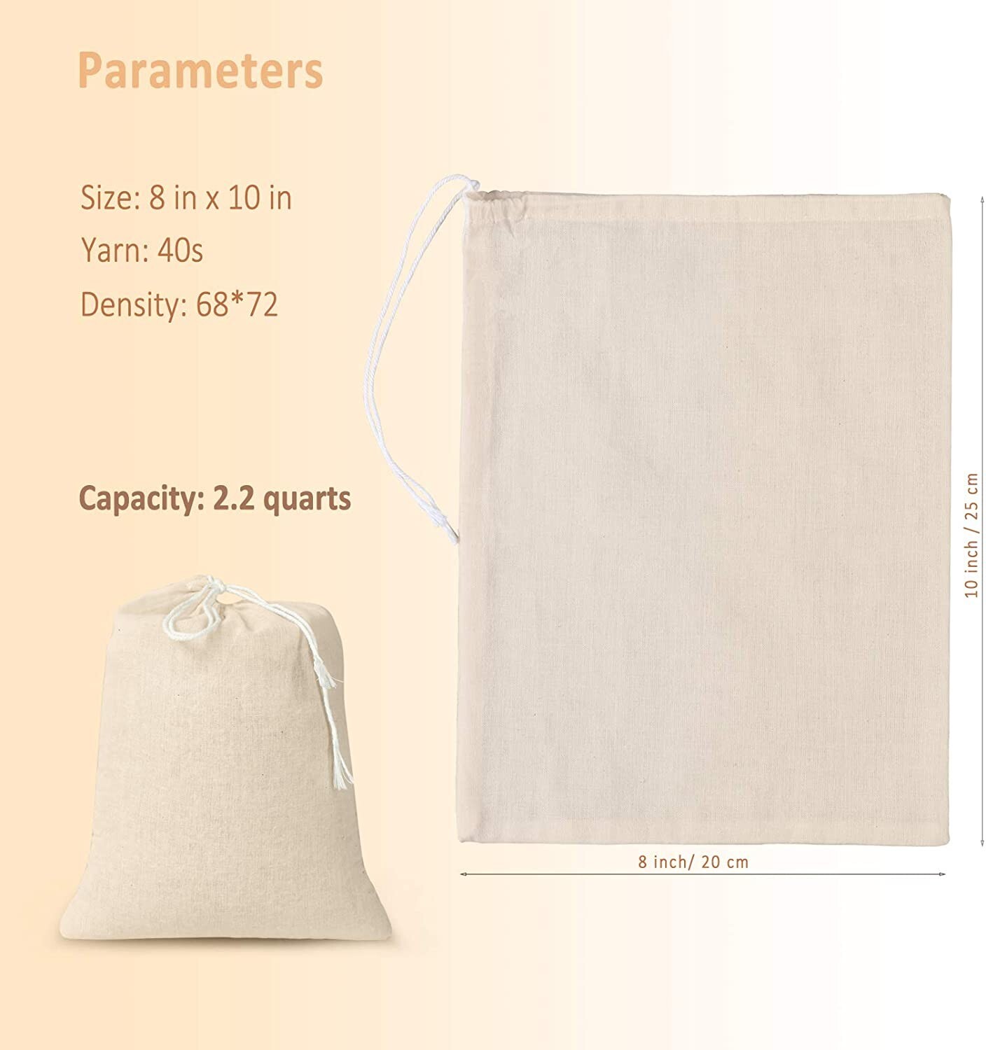 1-5 PCs Organic Cotton Nut Milk Bag Reusable Food Strainer Coffee Cheese Cloth