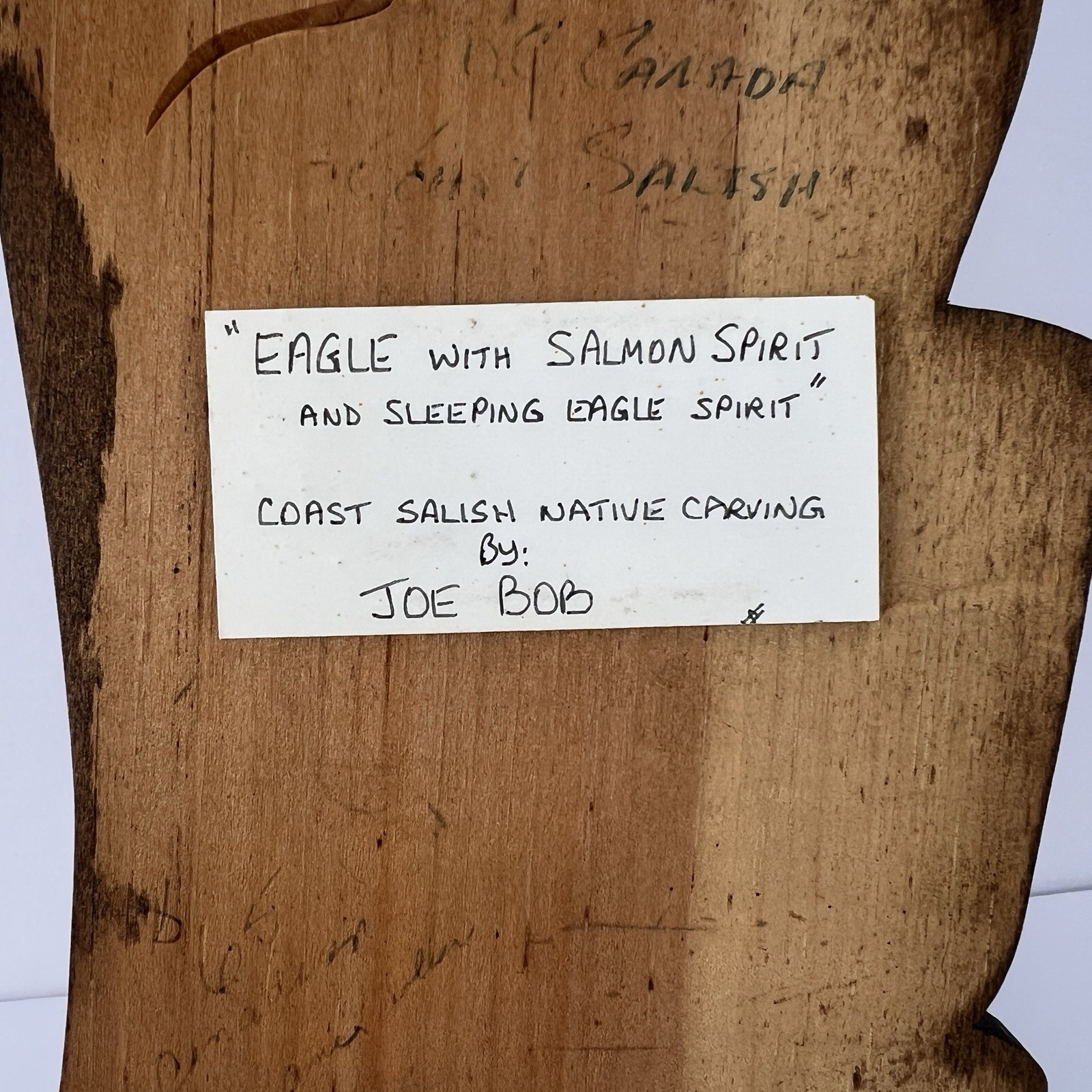 Vtg Joe Bob First Nations Wood Carving Eagle Wall Plaque z3q