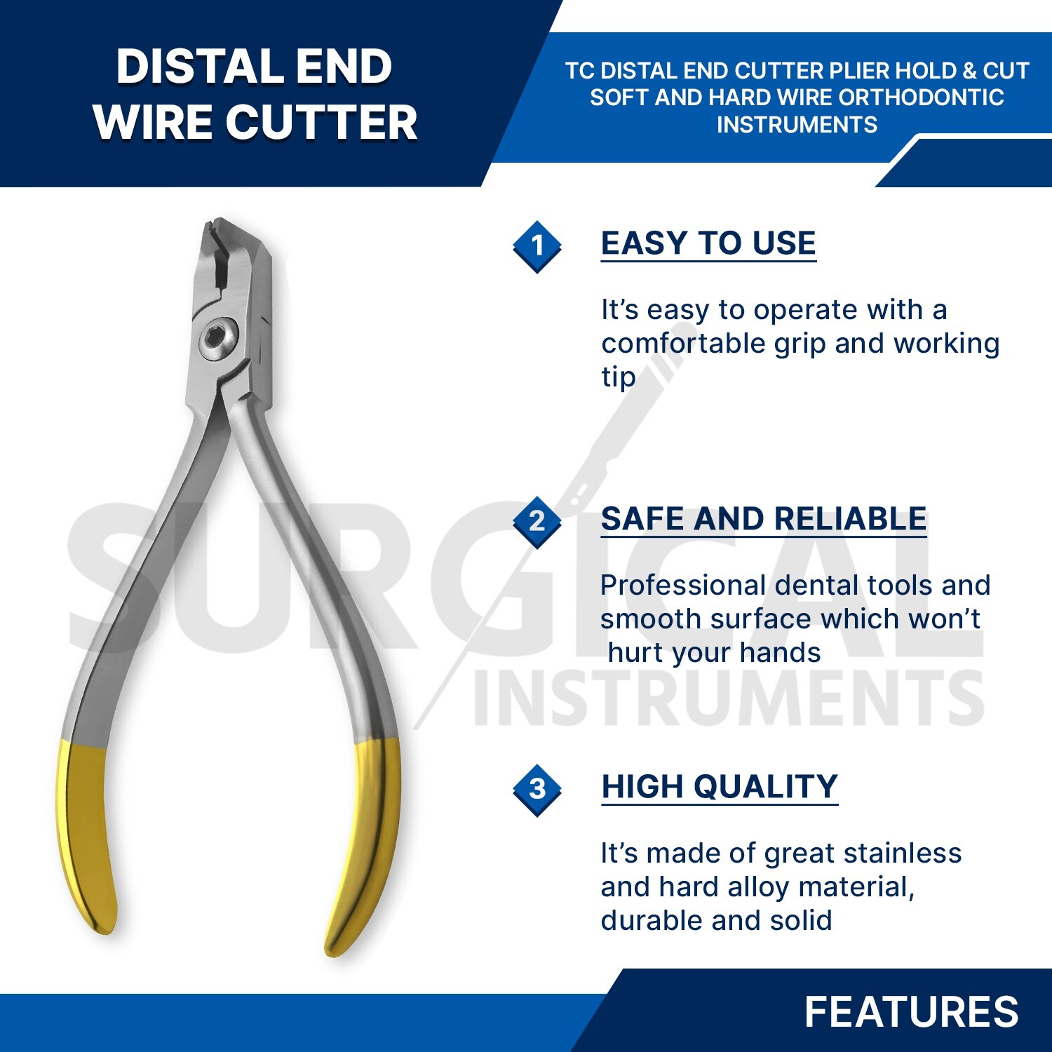 12 T/C Distal End Cutter Cut & Hold Plier Dental Orthodontic Pliers German Grade