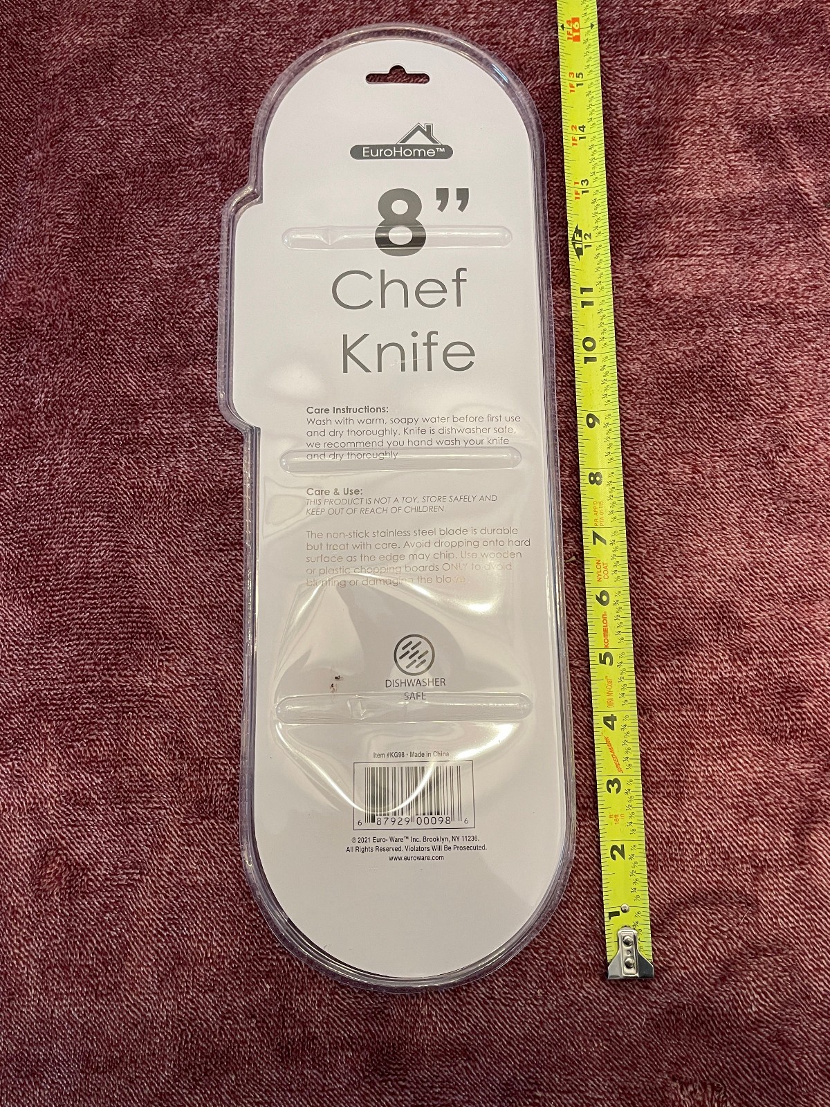 8 inch Non-stick Stainless Steel Chef Knife with Blade Cover by EuroHome