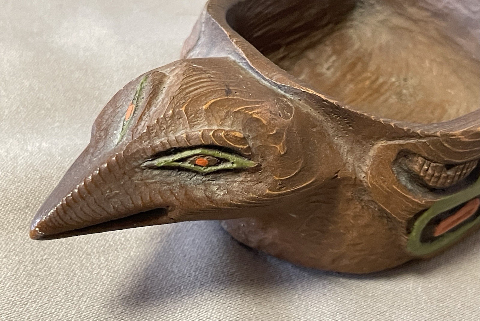 Antique Northwest Coast Carved Reproduction Grease Bowl, Estate Collection