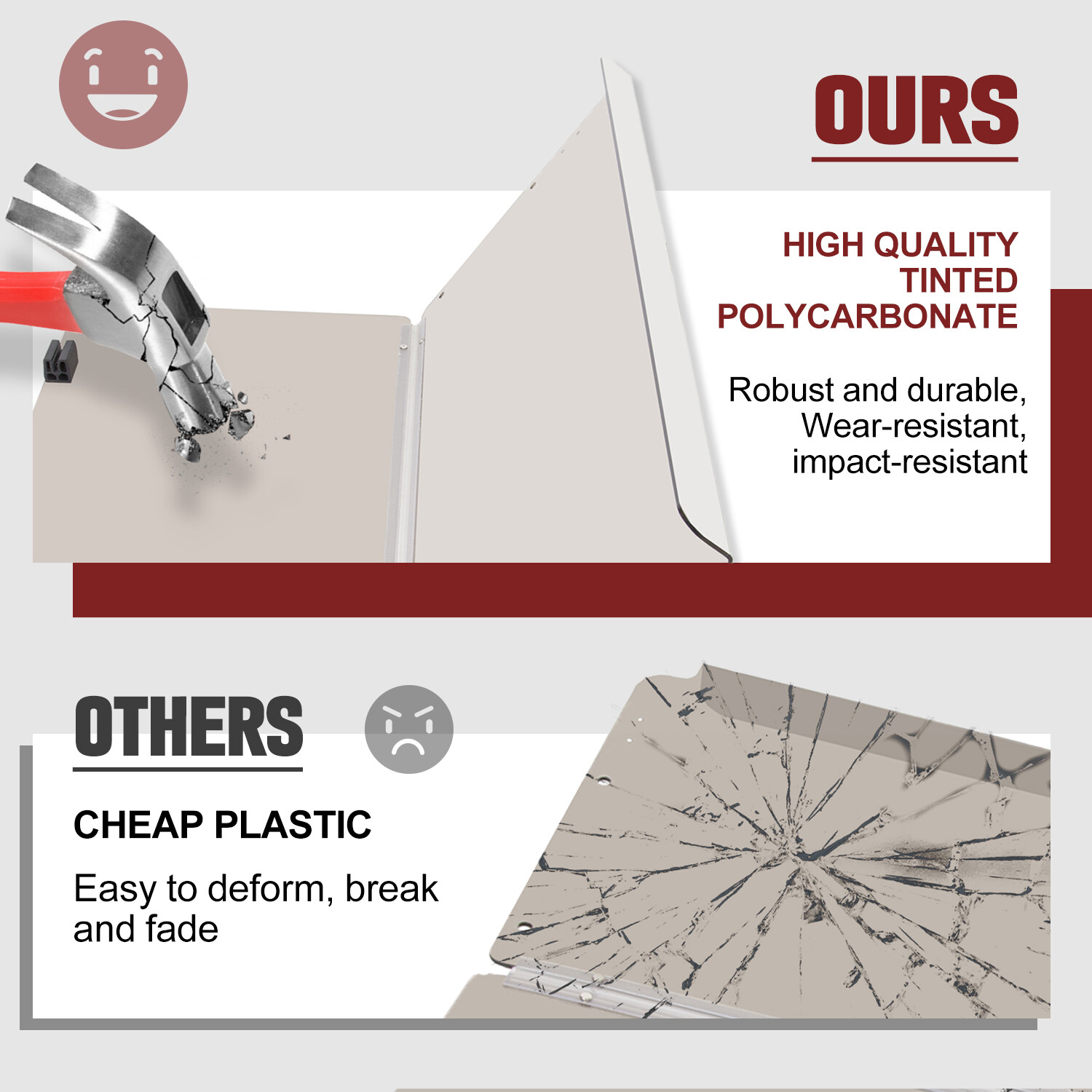 For Club Car DS Cart 1982-2000.5 Tinted Folding Golf Cart Windshield Windscreen