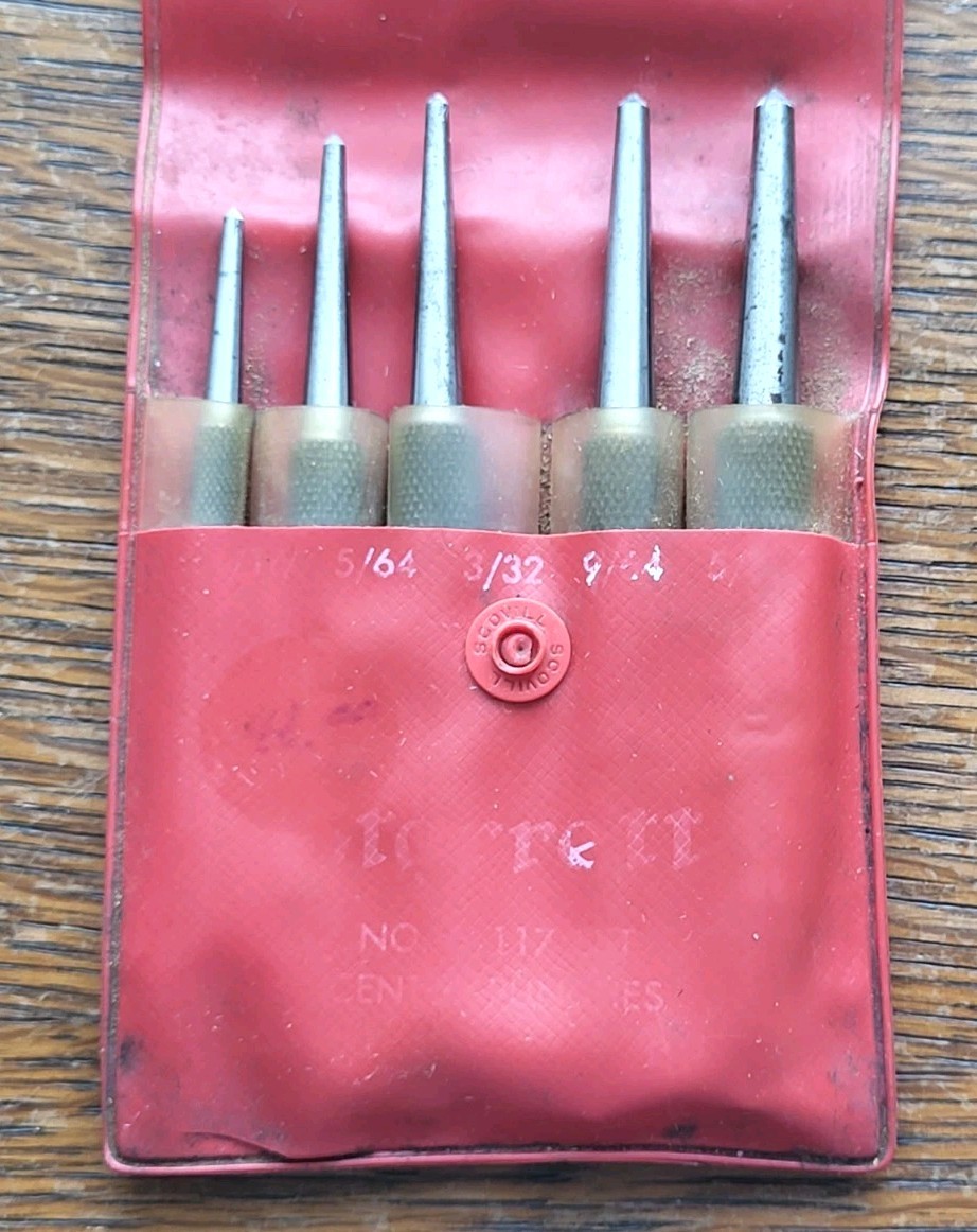 Vintage L. S. Starrett No. S 117 Set of (5) Center Punches Machinist Tools USA
