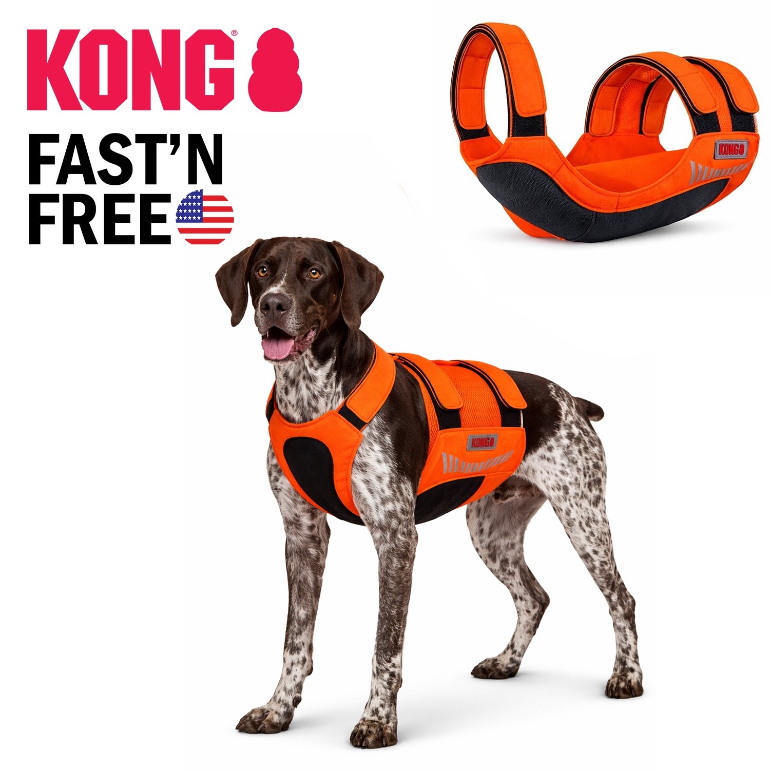 Kong Reflective Dog Hunting Vest High Visibility Outdoor Walking Safety Harness