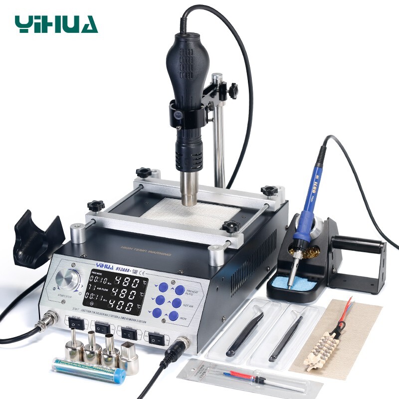 YIHUA 853AAA+ Preheater Desoldering Rework Station Digital Soldering Station Kit