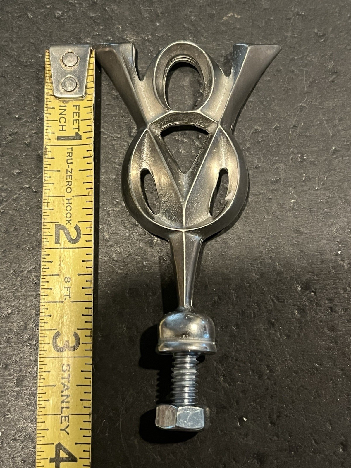 V/8 symbol car hood ornament Old Skool Rat Rod, Hot Rod