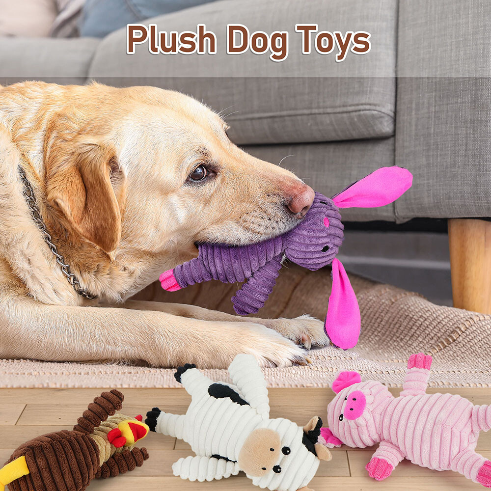 5 Pack Plush Toys Assortment Puppy Pet Squeak Toy for Small Medium Large Dogs
