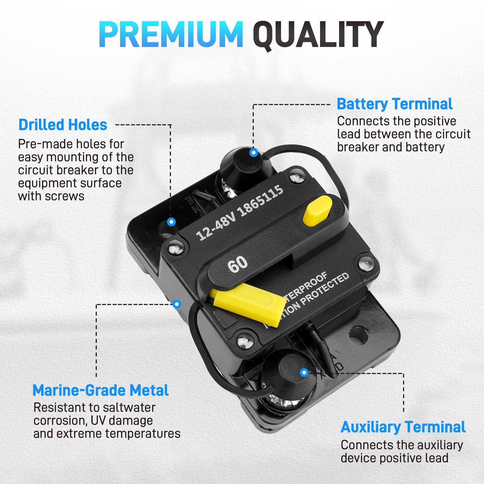 MKR-27 60 AMP Circuit Breaker 1865115 for All Minn Kota Trolling Motors 12-48V