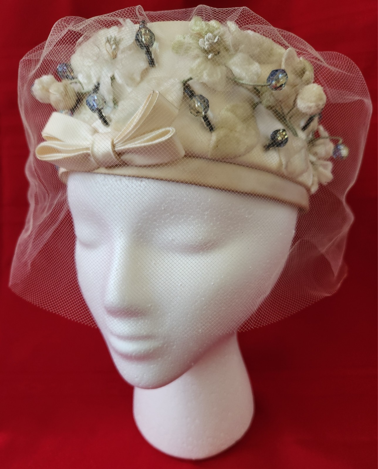 Vtg Don Anderson New York Halle Bros Union Made Woman Pillbox Floral Hat Netting