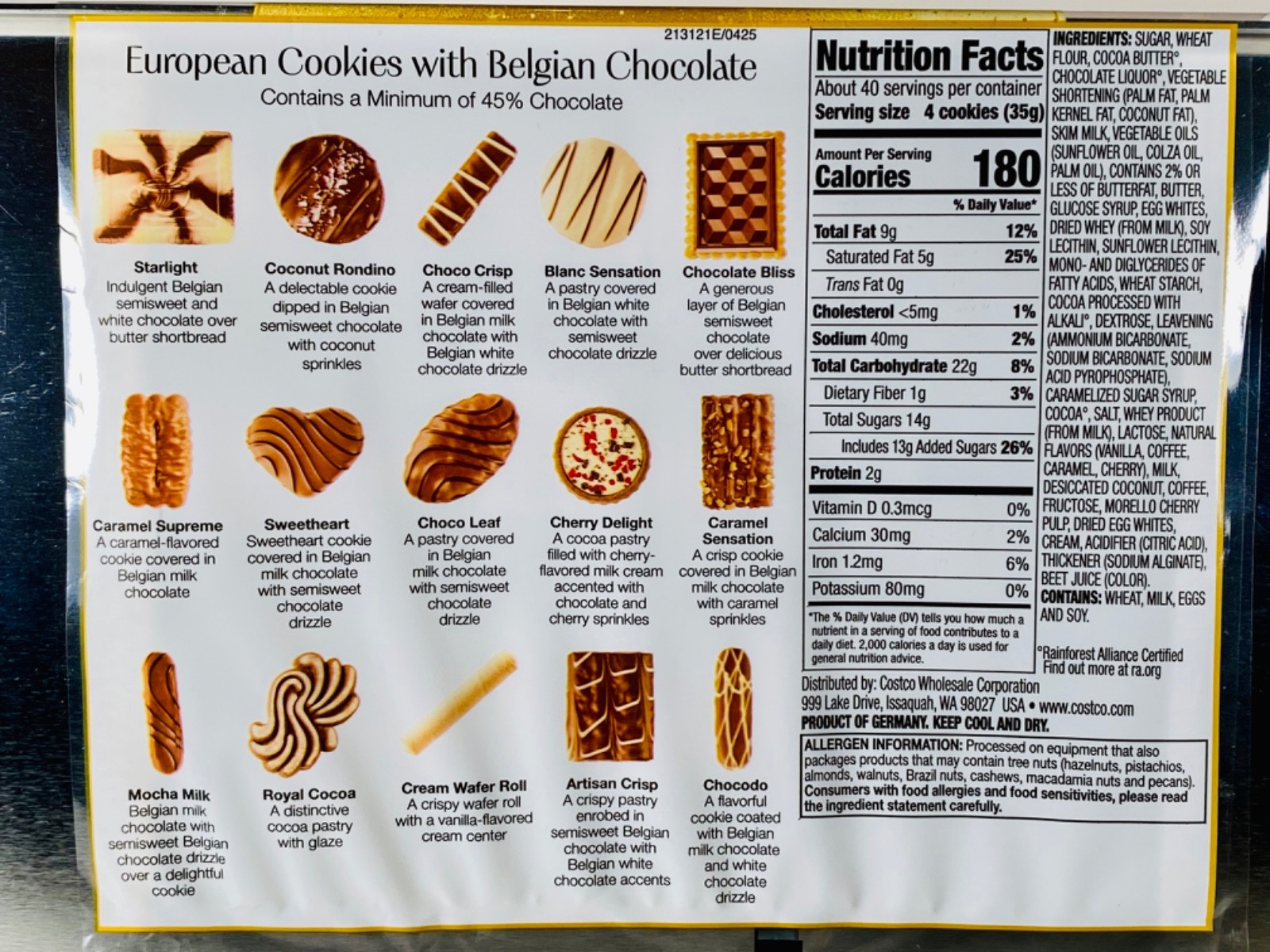 Kirkland European Cookies w/Belgian Chocolate Collection, 160 Cookies, FREE SHIP