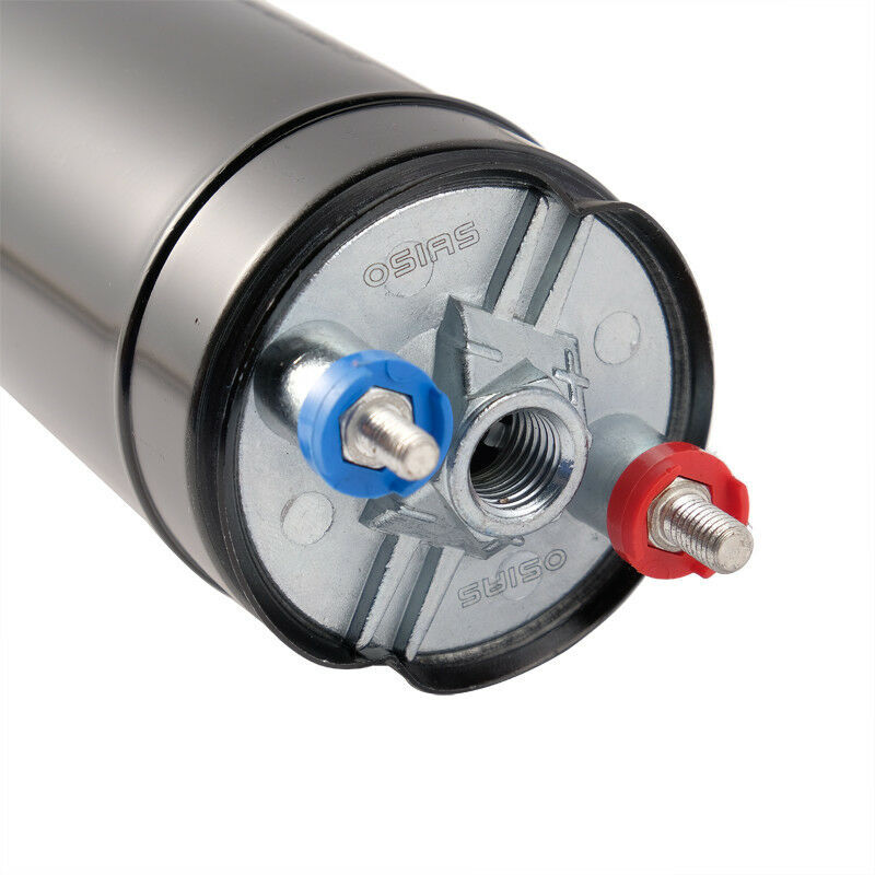 044 External Fuel Pump + 2L Black Aluminum High Flow Swirl Fuel Surge Tank AN6