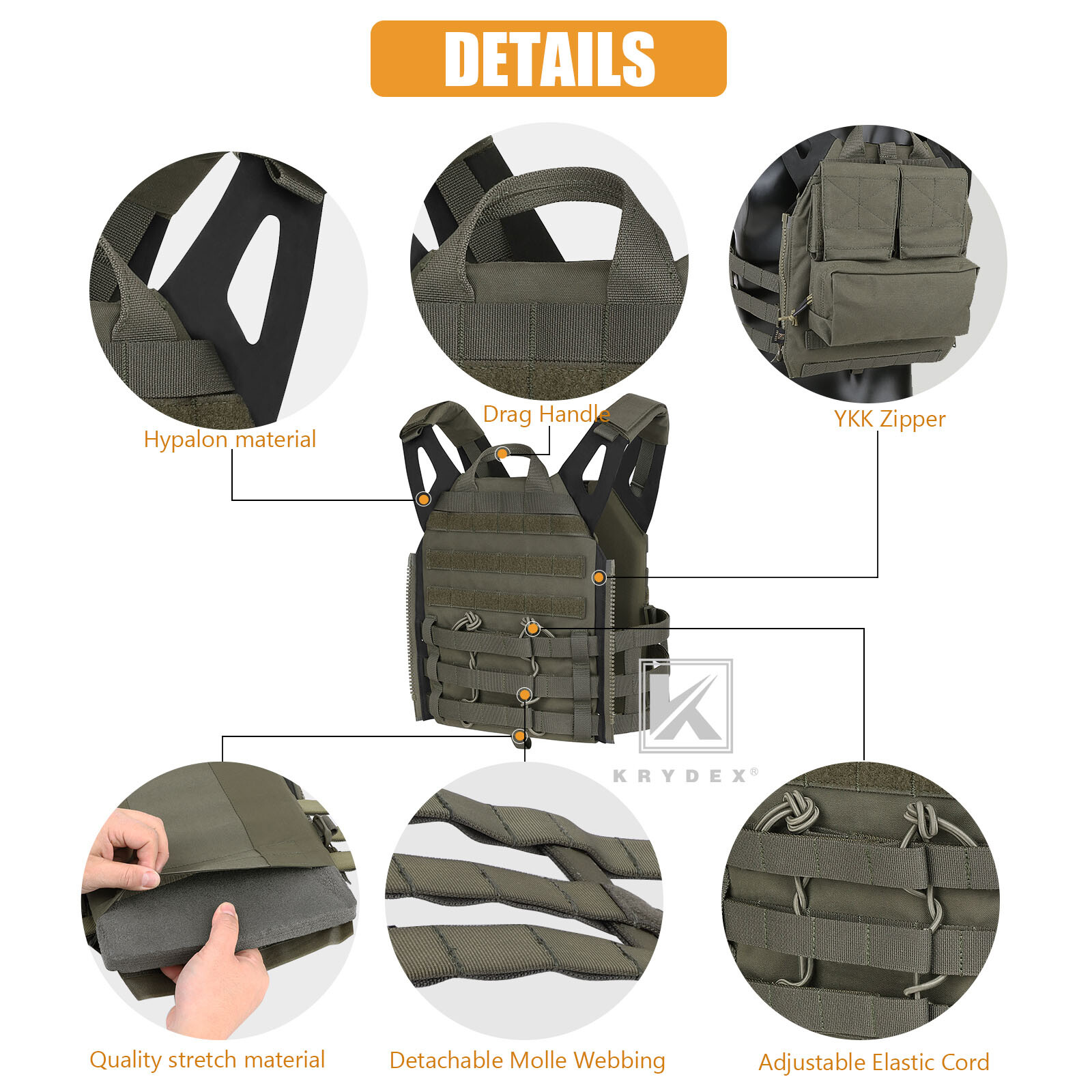 KRYDEX JPC 2.0 Jump Plate Carrier w/ MOLLE Panel Tactical Vest Army Camouflage