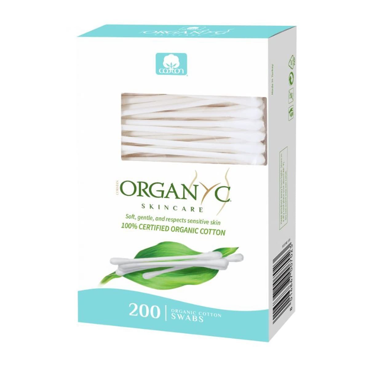 Certified Organic Cotton Swabs - No Man-Made Materials, 200 Count,