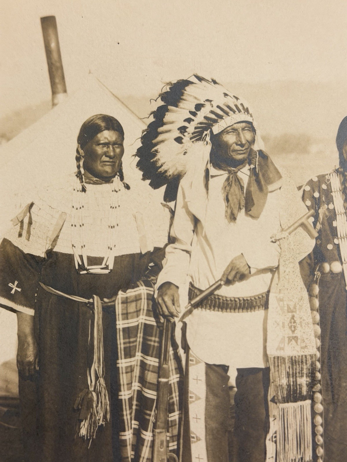 Antique Native American Indian Photograph Titled: "Jack Sits Poor, & Family"