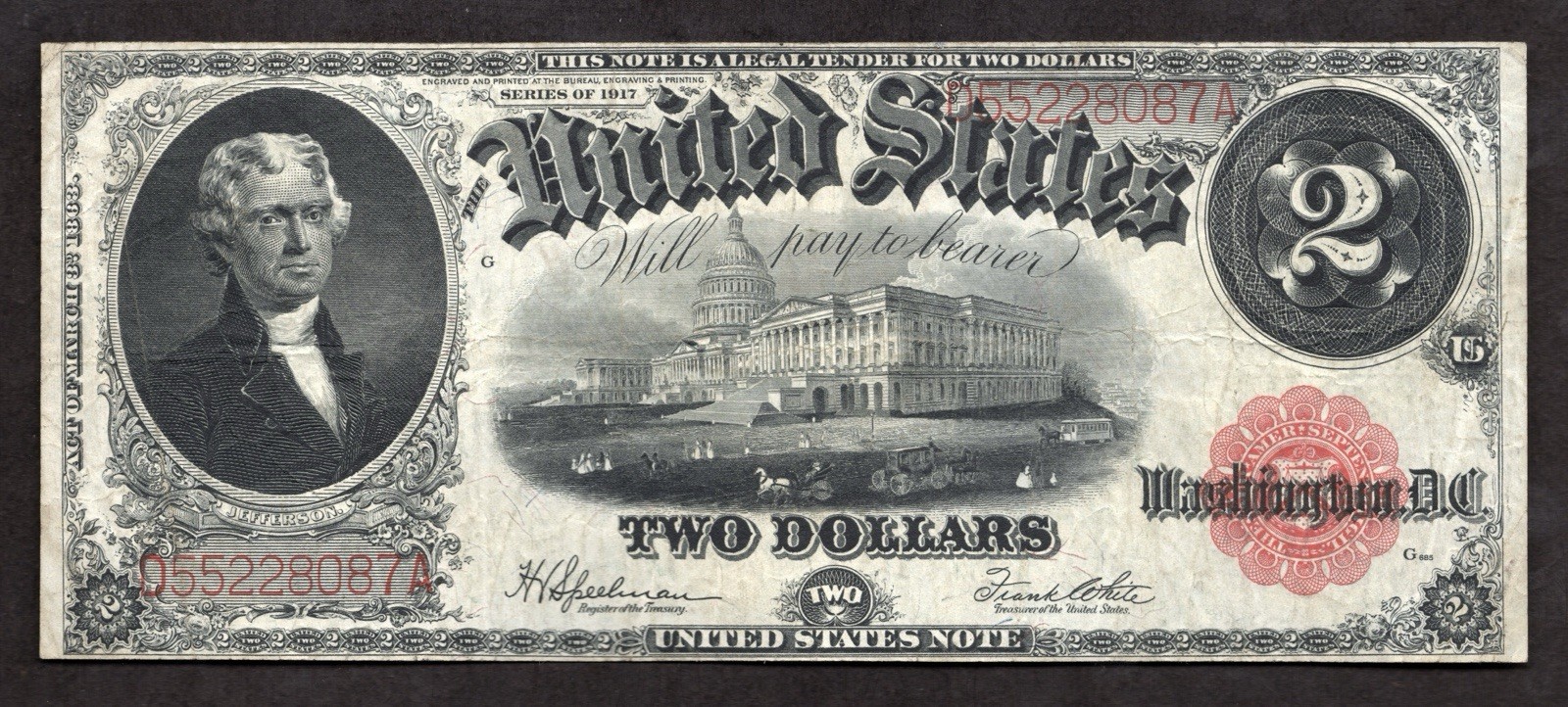 1917 $2 Legal Tender Note Fr. 60 - VF