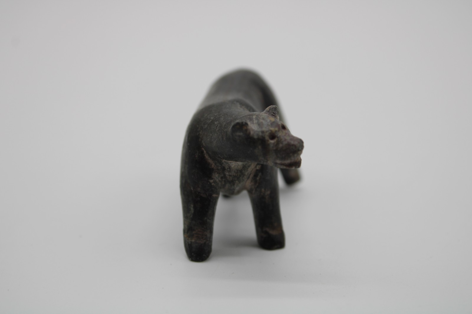 19th Century Inupiat Inuit Carved Stone Hunting Wolf Effigy / Fetish - 2.8”