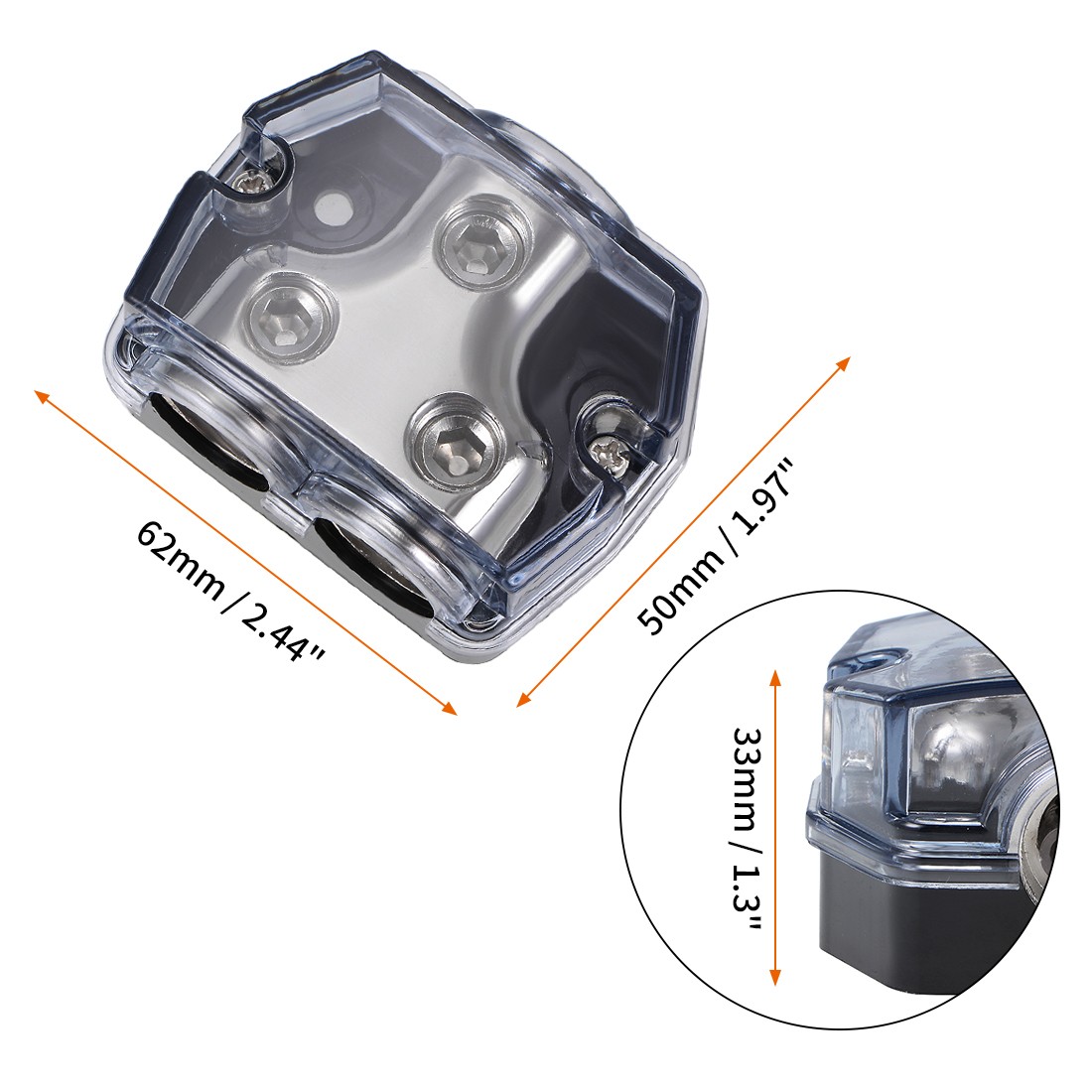 2Way 0 Gauge in Out Power Distribution Block Splitter Ground Distributor Power