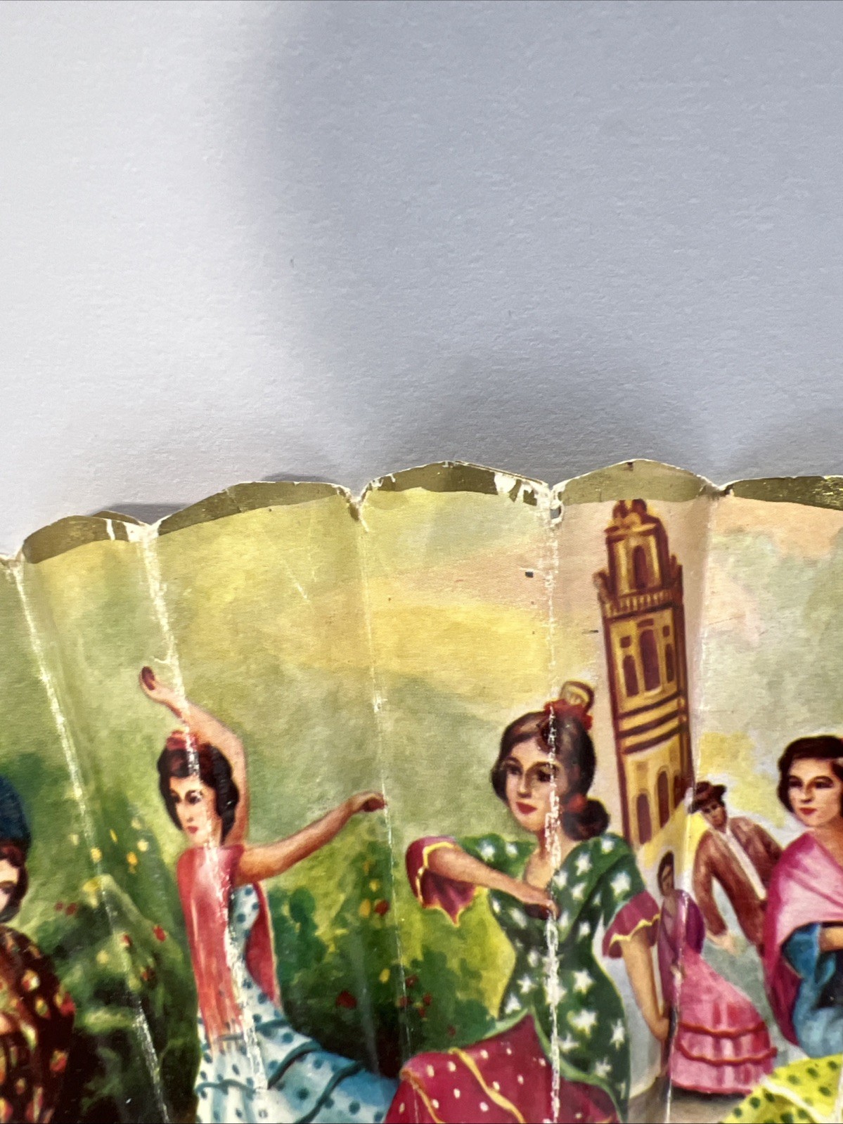 Antique Spanish Wooden Fan Vintage B5