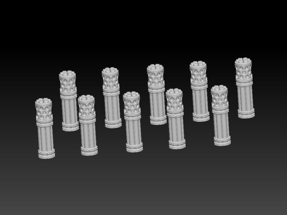 Chaotic Gatling Barrels x10 compatible with 40k Chaos Chain Cannon Reaper Havoks