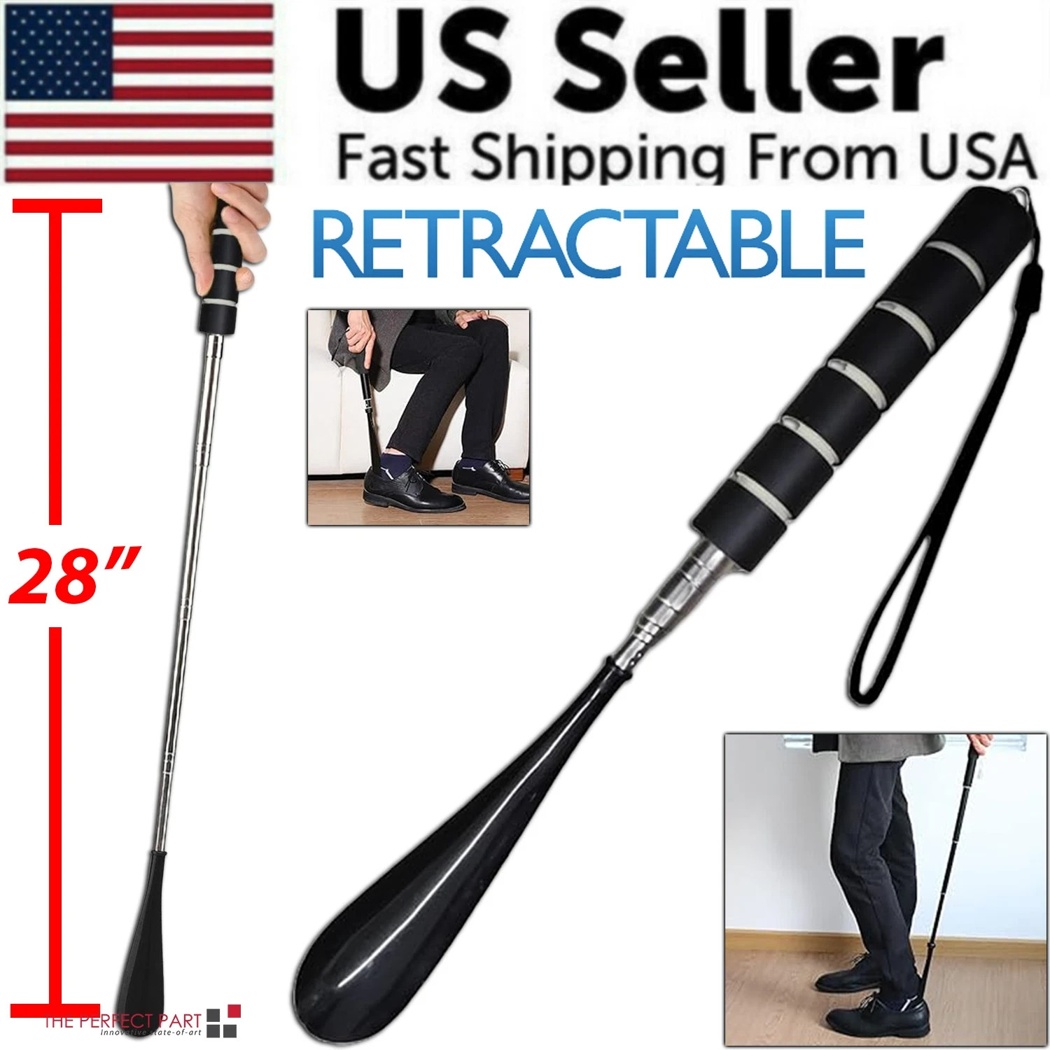 Shoe Horn Extra Long Handle Stainless Steel 28" Handled Metal Shoehorn Horns