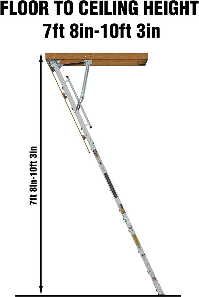 Portable Retractable Aluminum Attic Ladder 7'8"-10'3" Height Folding Loft Stairs