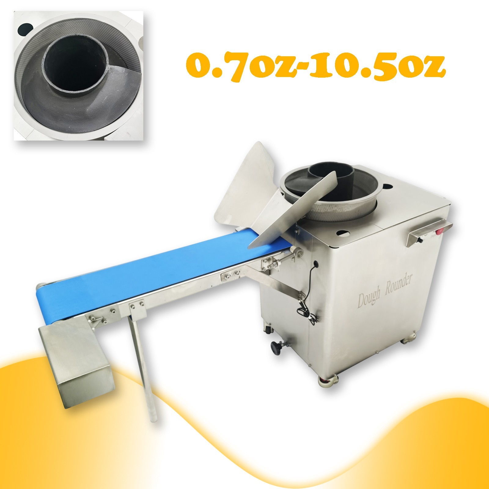 110V Electric Dough Rounder with Conveyor Belt 20-300g Dough Balls Maker Rounder