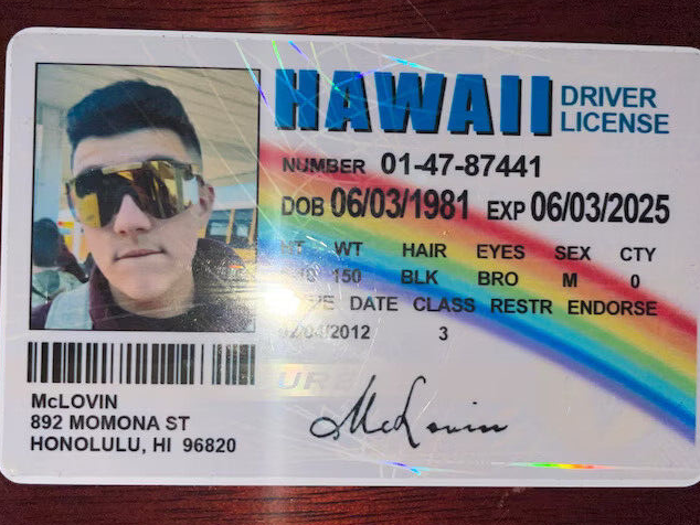 🌈🤓 McLovin ID CARD Movie Superbad Mc Lovin with "HOLOGRAM" 🌈🤓