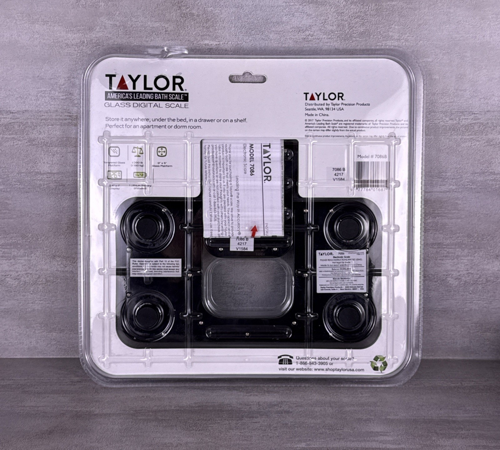 Taylor Glass Digital Mini Scale (9” x 5”) Telescopic Display Model 7086B NEW