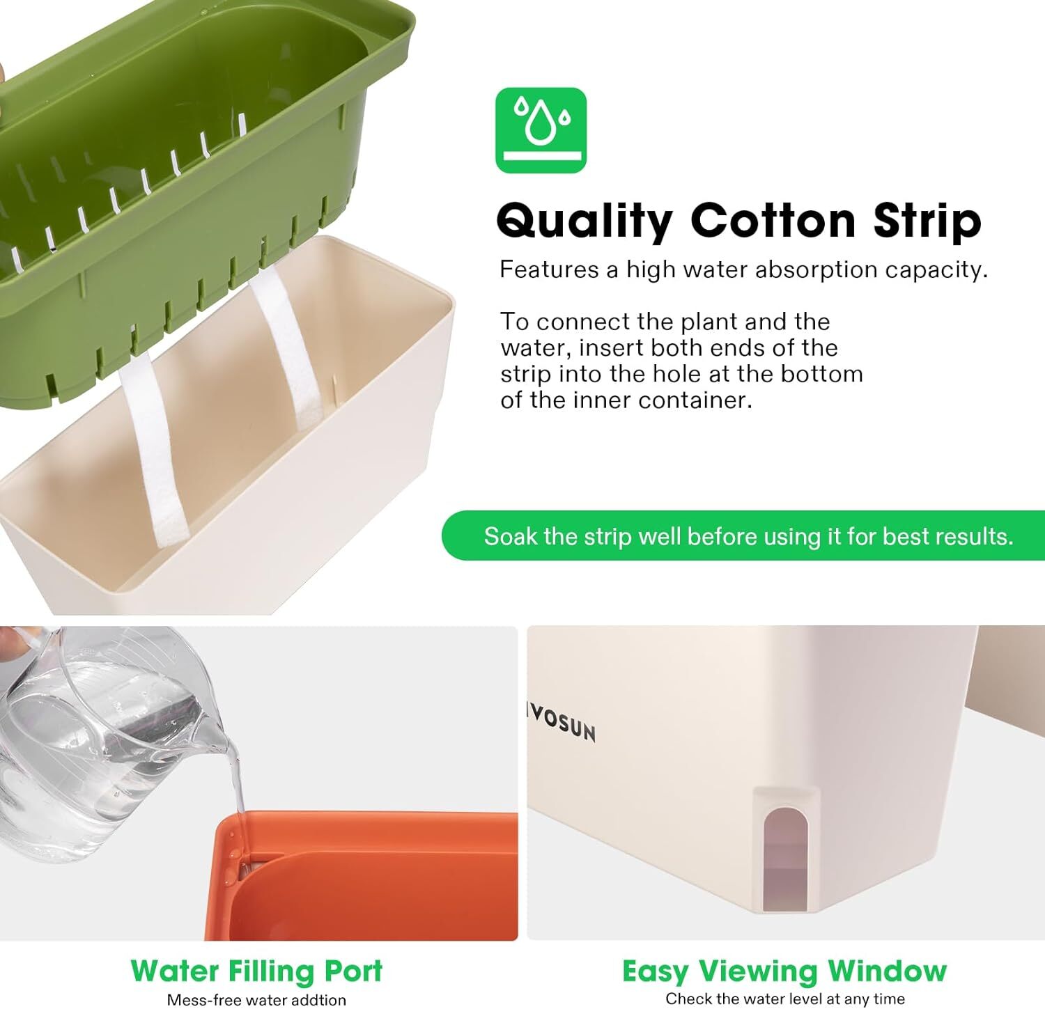 VIVOSUN 4/6 Pack Self-Watering Planters Window Planter Box w/ 10pcs Labels