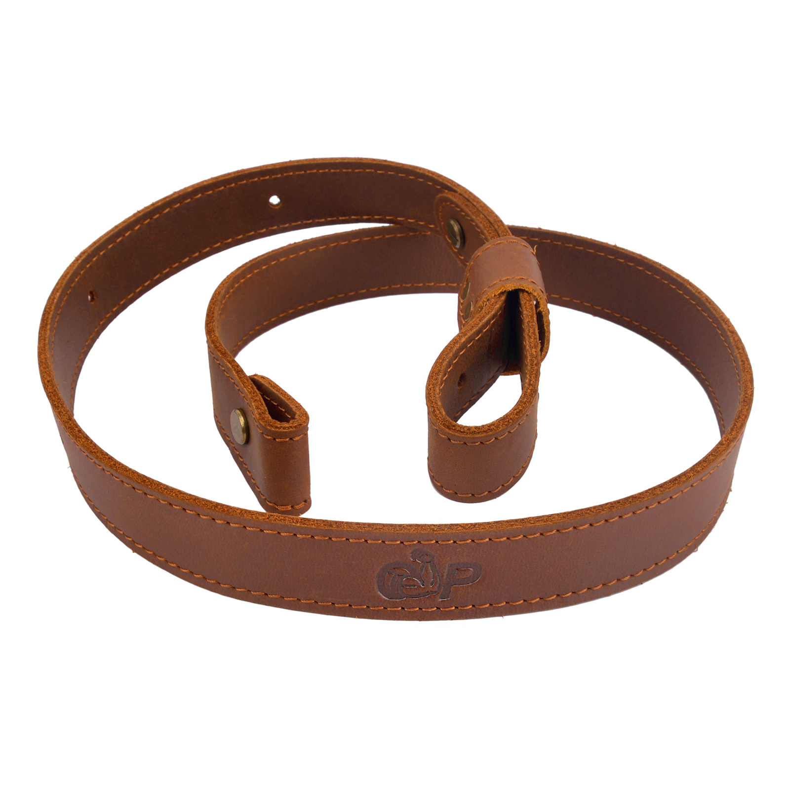 Buffalo Hide Leather Rifle Sling _Crazy Horse /Brown_Adjust Handmade_1 inch Wide