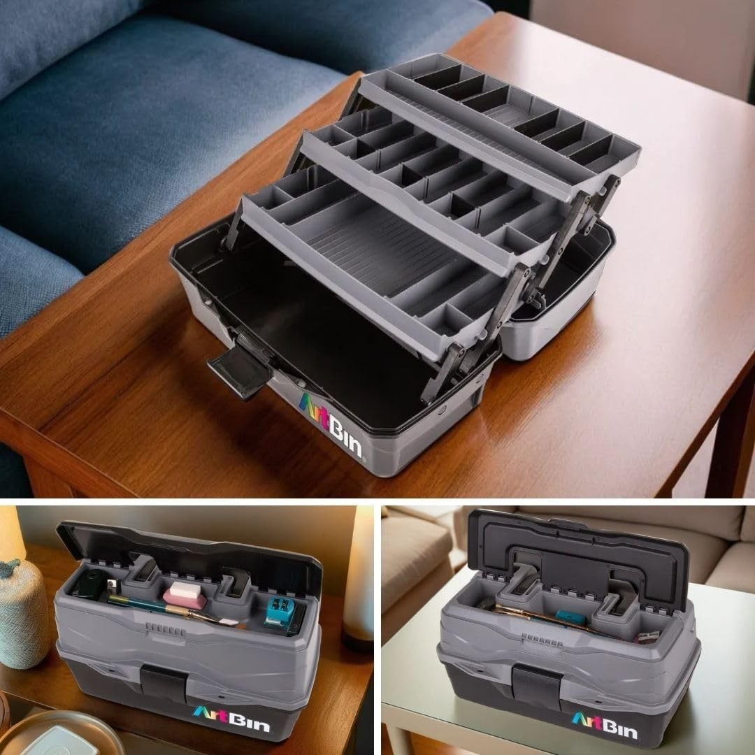 ArtBin 3-Tray Art Supply Box Portable Organizer for Crafts