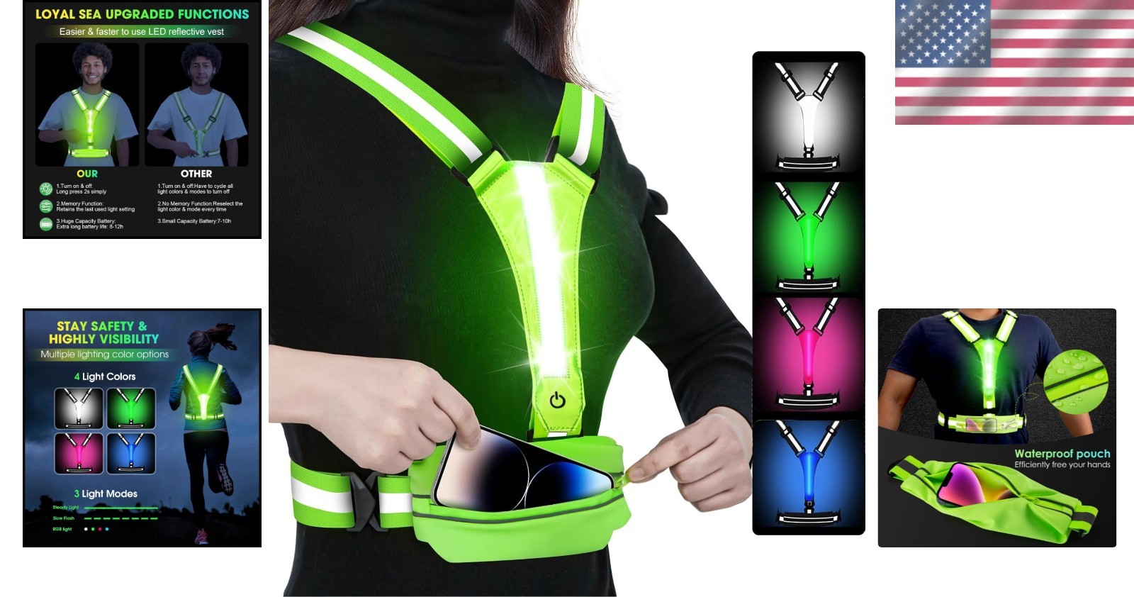 LED Reflective Light Up Safety Vest for Running Cycling Walking Night Gear...