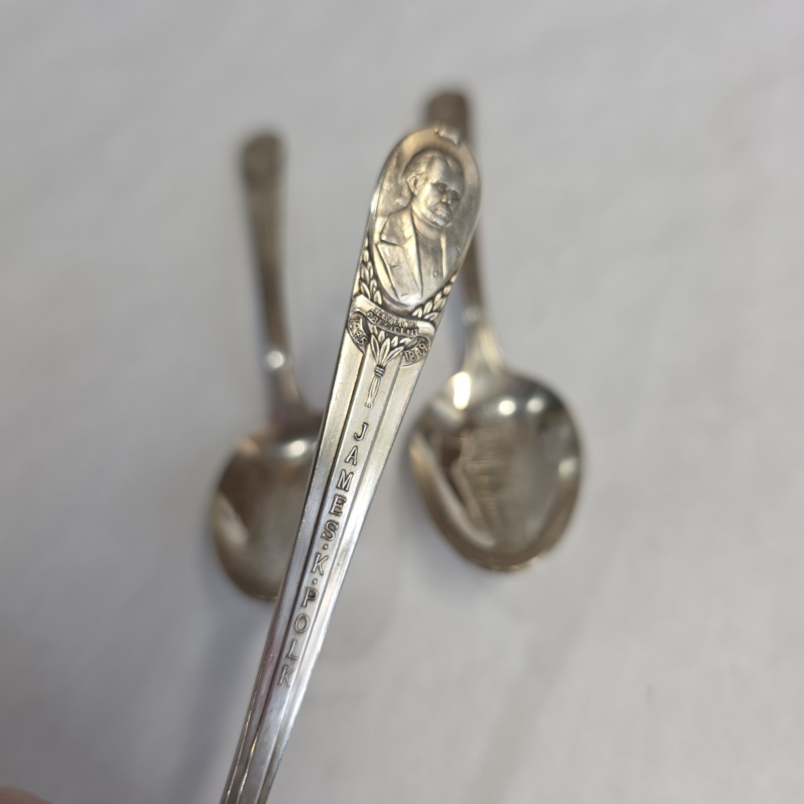 Vtg Silver Plated Presidential Spoons Wm Roger's Lot Of 3 Harrison Polk Garfield