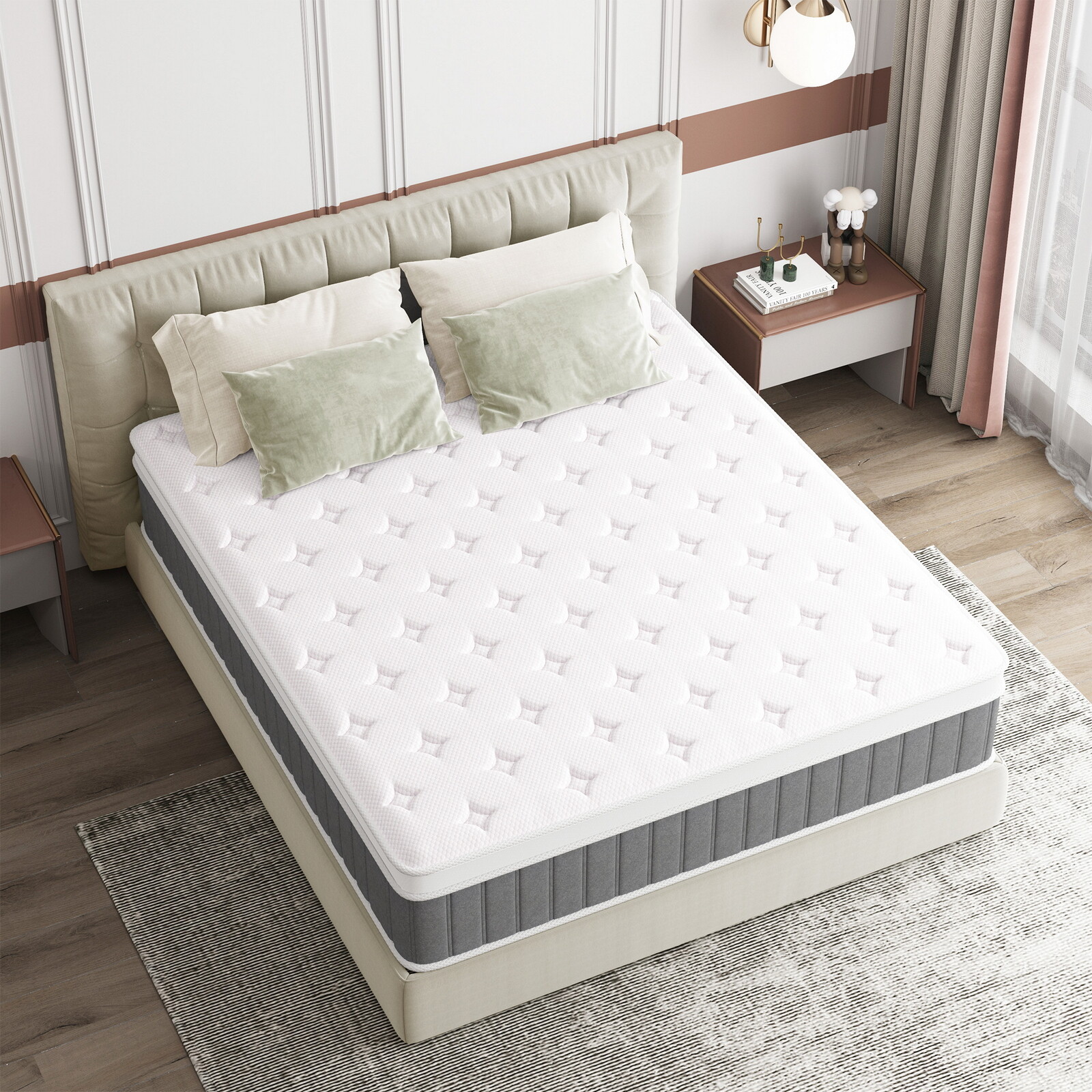 10" 12" 14" Hybrid Spring Gel Memory Queen Mattress Twin Full King Size In A Box