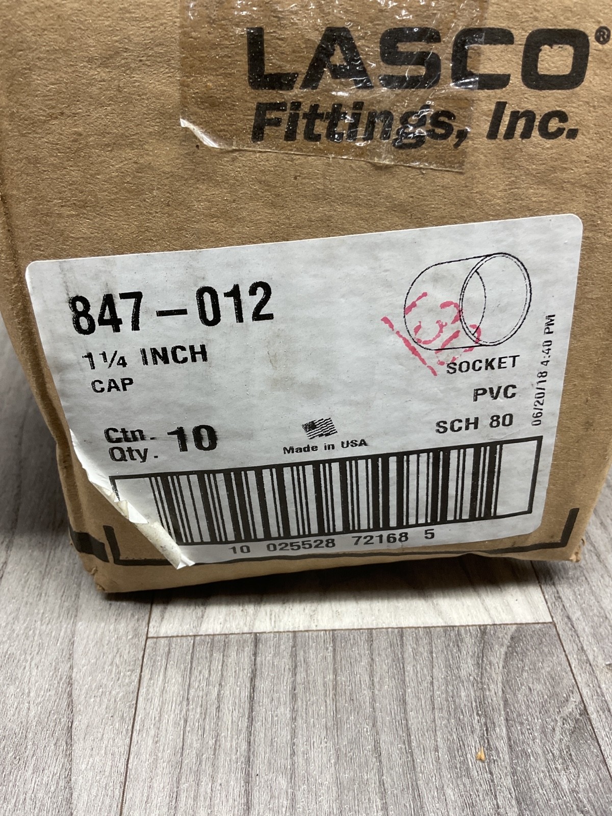 LASCO 847-012 Cap 1-1/4” SCH 80 PVC *Box of 9 #118B106PR2