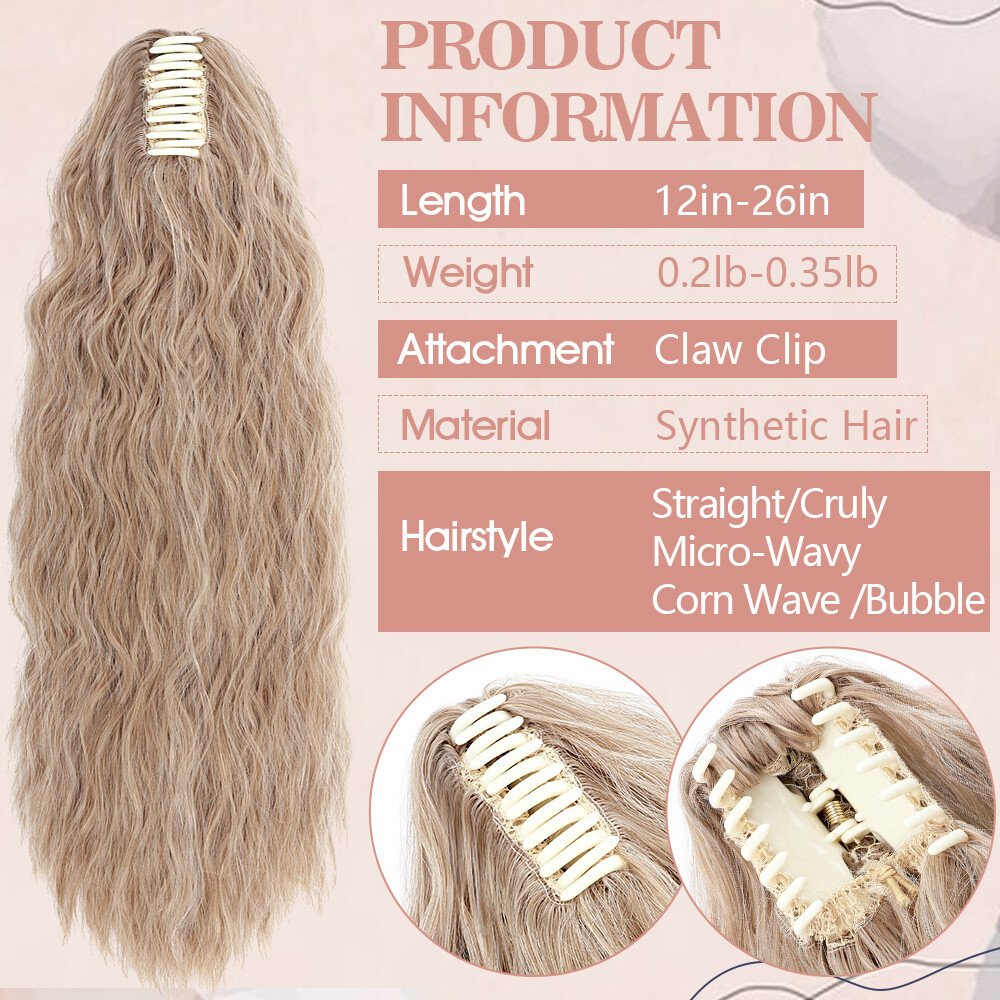 Claw Clip Wavy Ponytail Extensions As Human Pony Tail Long Hair Hairpiece Real