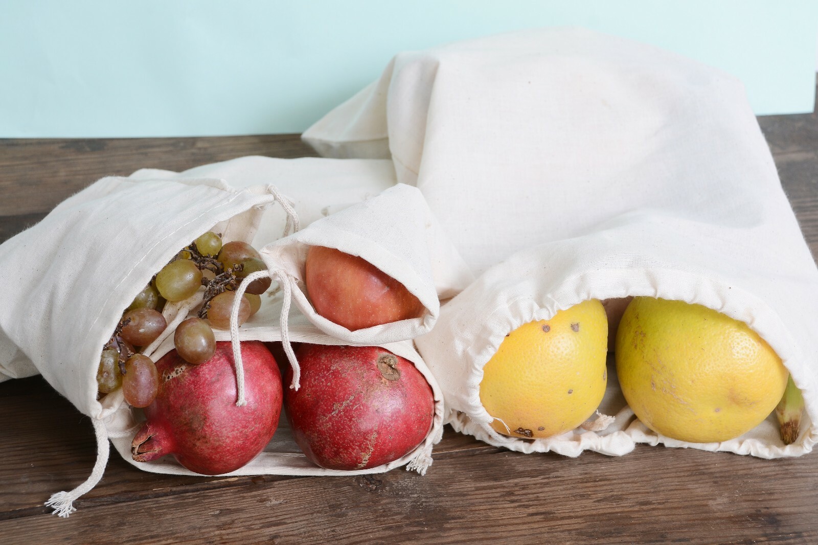 8"x10" Cotton Single Drawstring Muslin Bags (Natural Color)