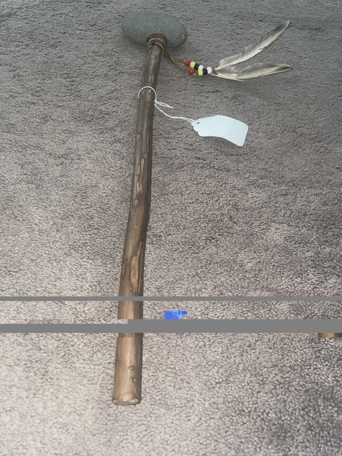 Antique 1870s Native American Indian Stone War Club Plains Sioux Estate Find