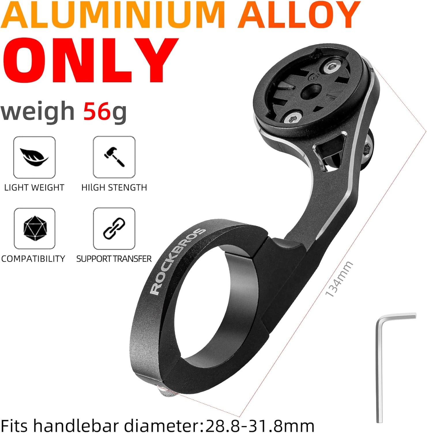 ROCKBROS Out Front Bike Mount Cycling Computer Mount for Garmin, Bryton, GoPro