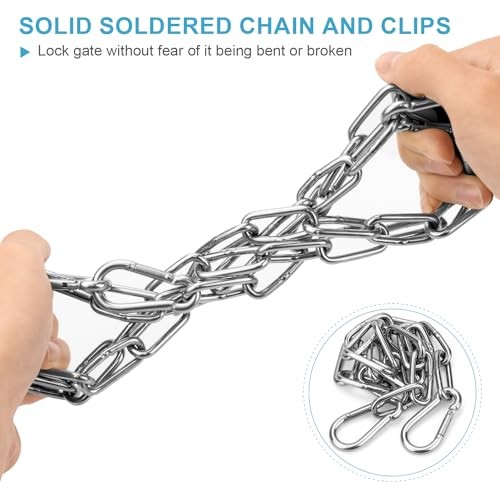 2 Pack Gate Chain Lock for Outdoor Fence with Carabiner, 5/32 x 24 Inch