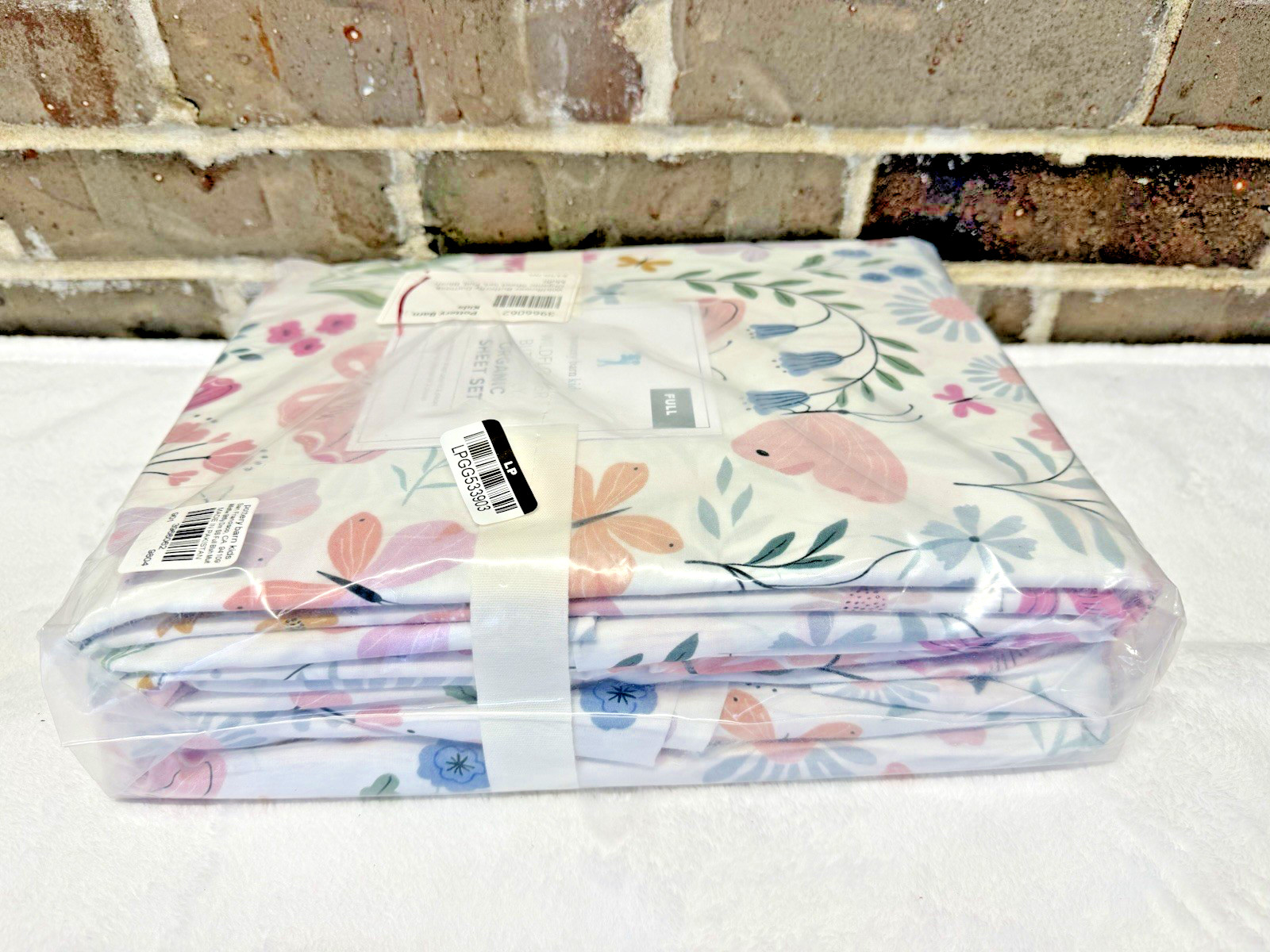 Pottery Barn Kids Wildflower Butterfly Organic Sheet Set Full Size 4 pc Set NWT