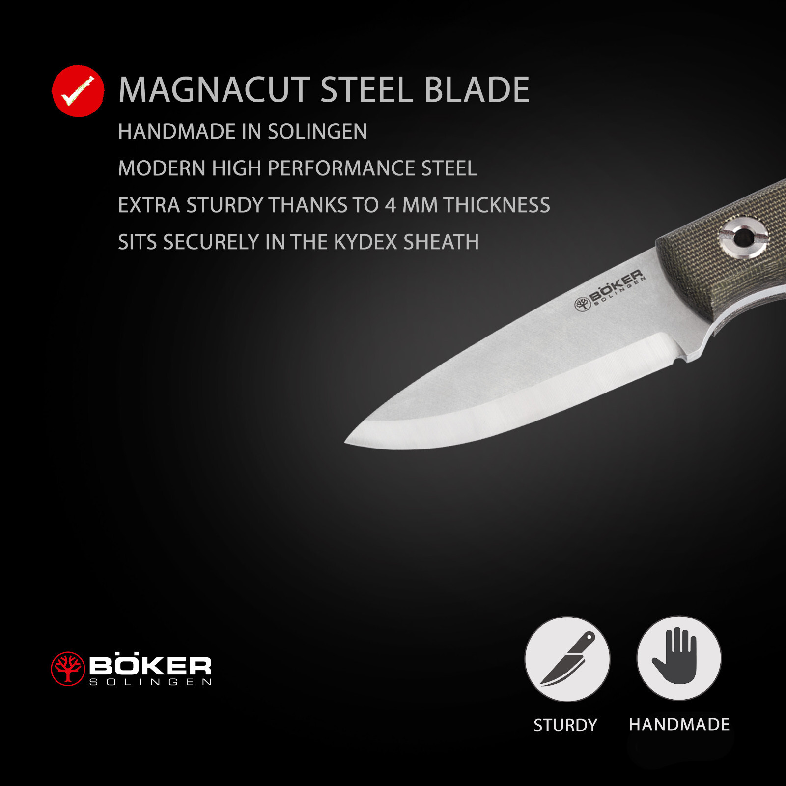 Boker Vigtig vs. Wild Fixed Knife 3.35" MagnaCut Blade Micarta Handle ✔️ 121509