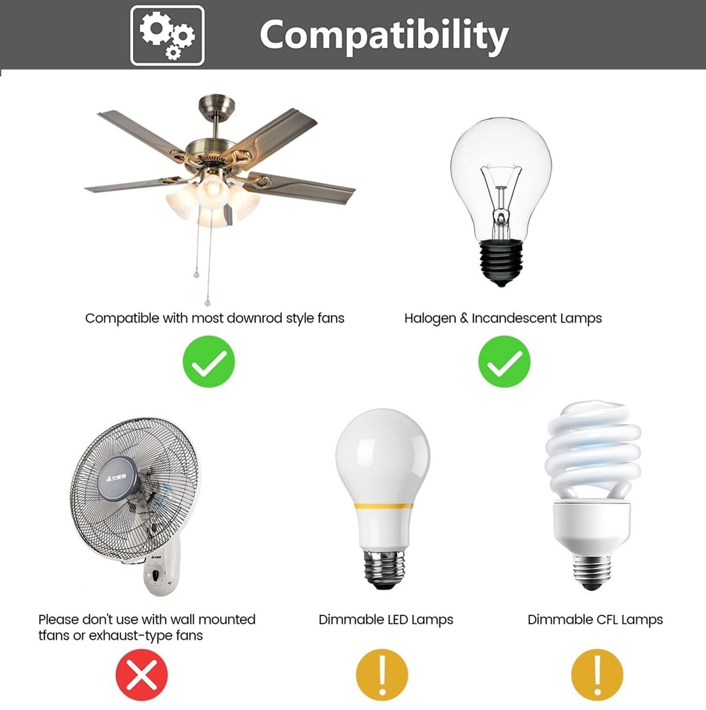 Ceiling Fan Wall Remote Control for Hampton Bay Harbor Breeze Hunter UC9050T