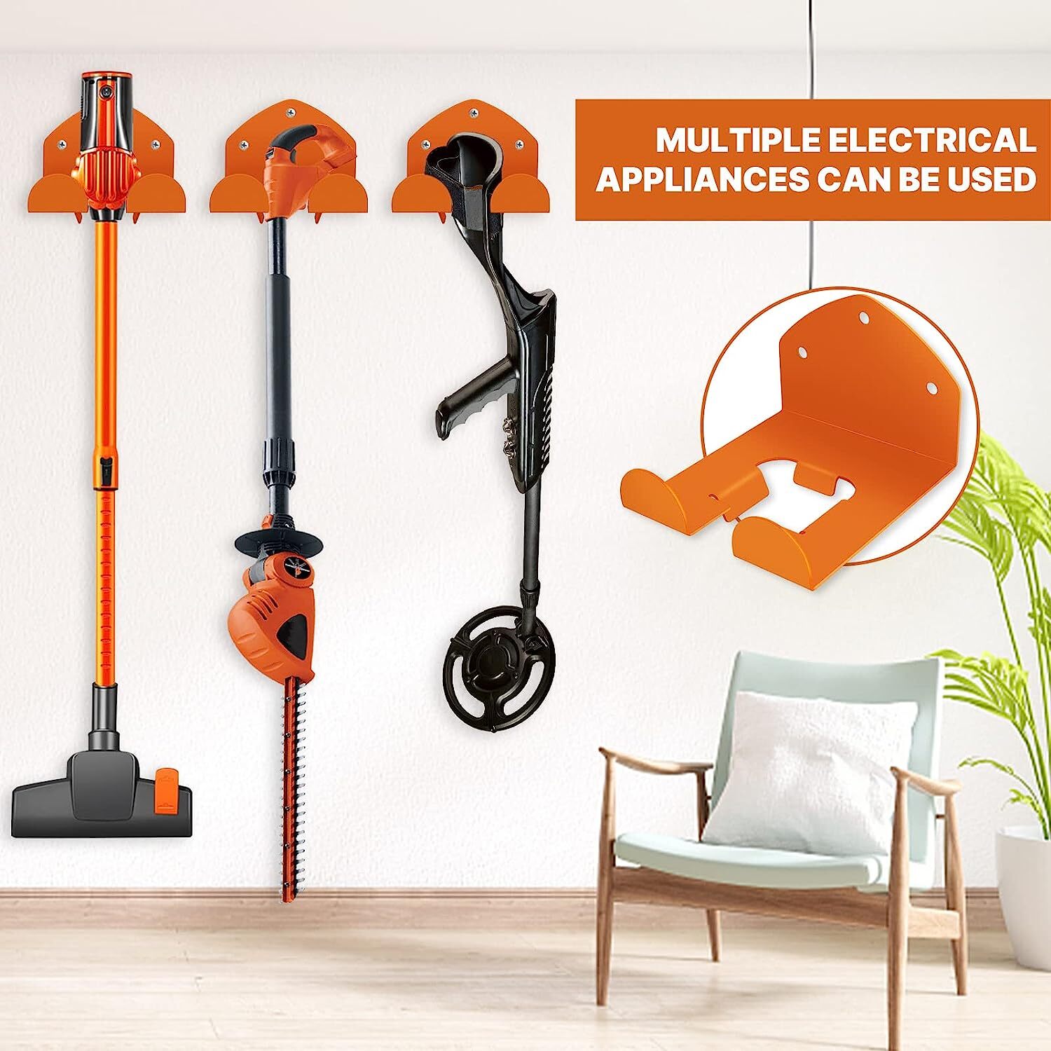 Garage Trimmer Rack - Heavy Duty Stainless Steel Power Tool Hanger - 1 Pack