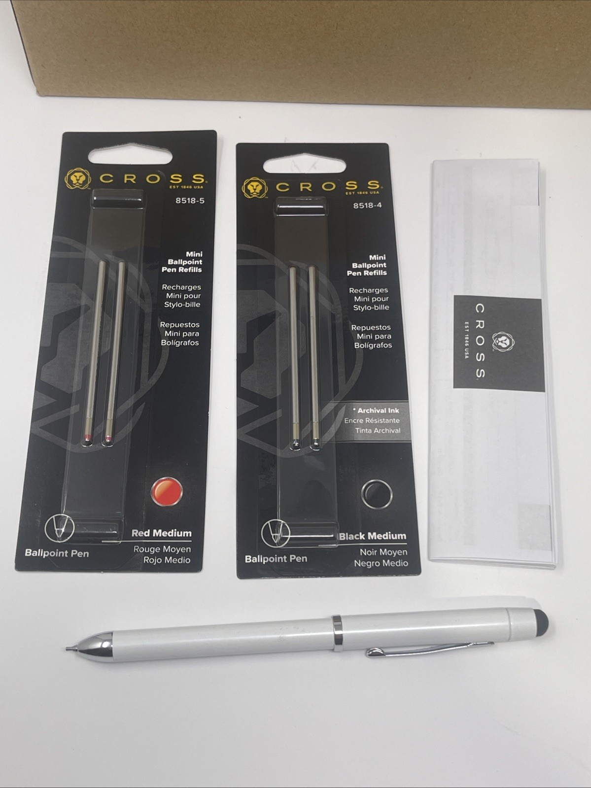 Cross Tech3+ Multifunction Pen W/ Stylus Ballpoint Pen + 2 Refills, Pearl White