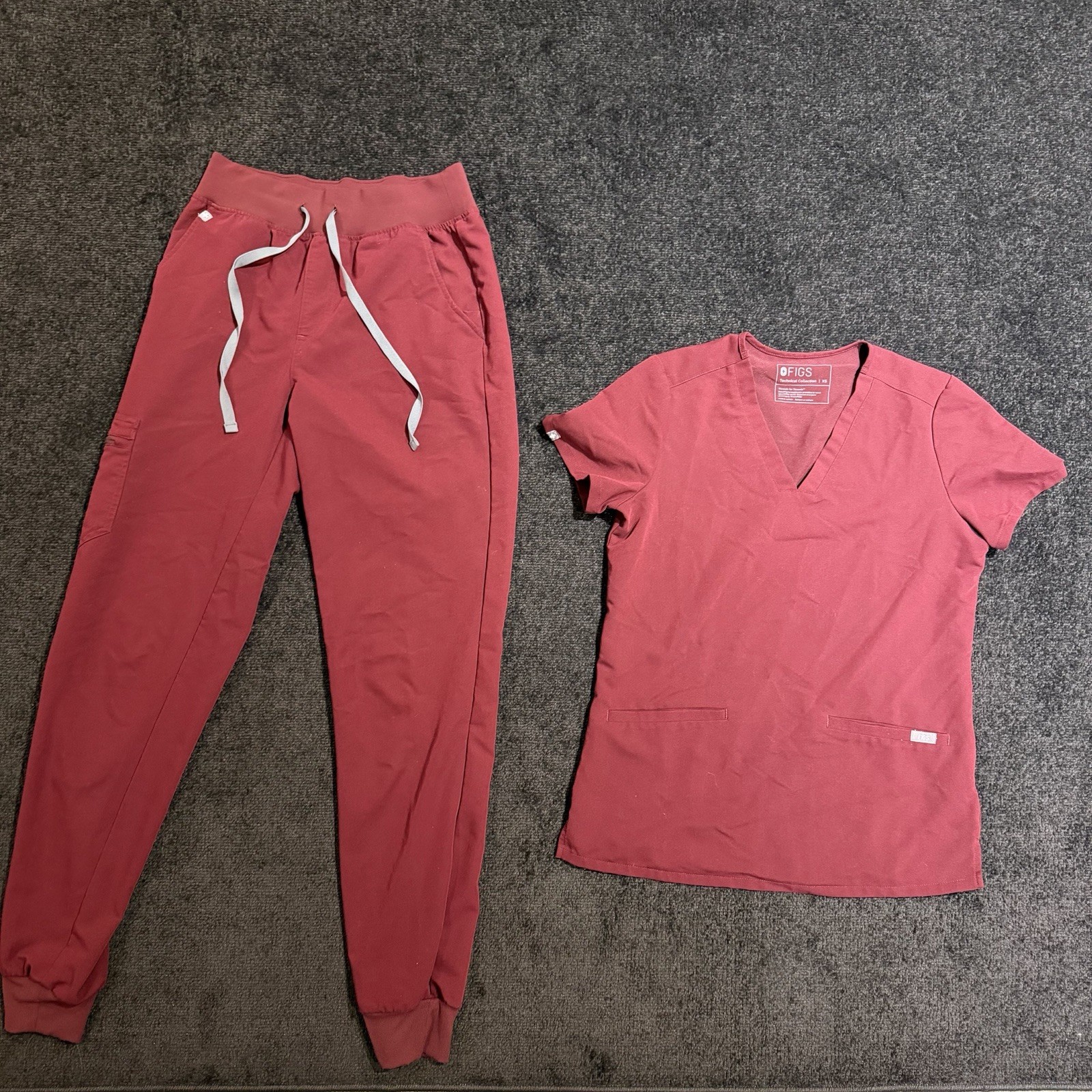 Figs Scrub Set Technical Collection XS Burgundy Kade Womens